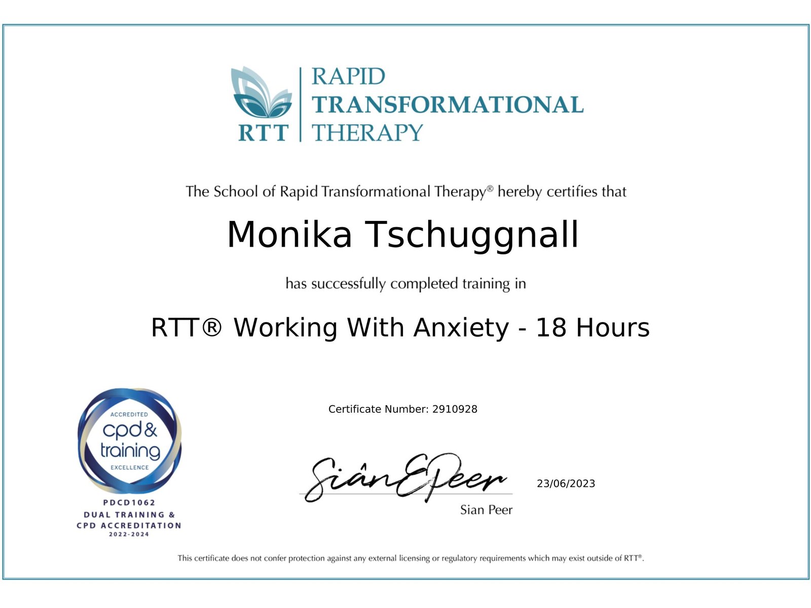 RTT® Advanced — Working with Anxiety — RTT® School