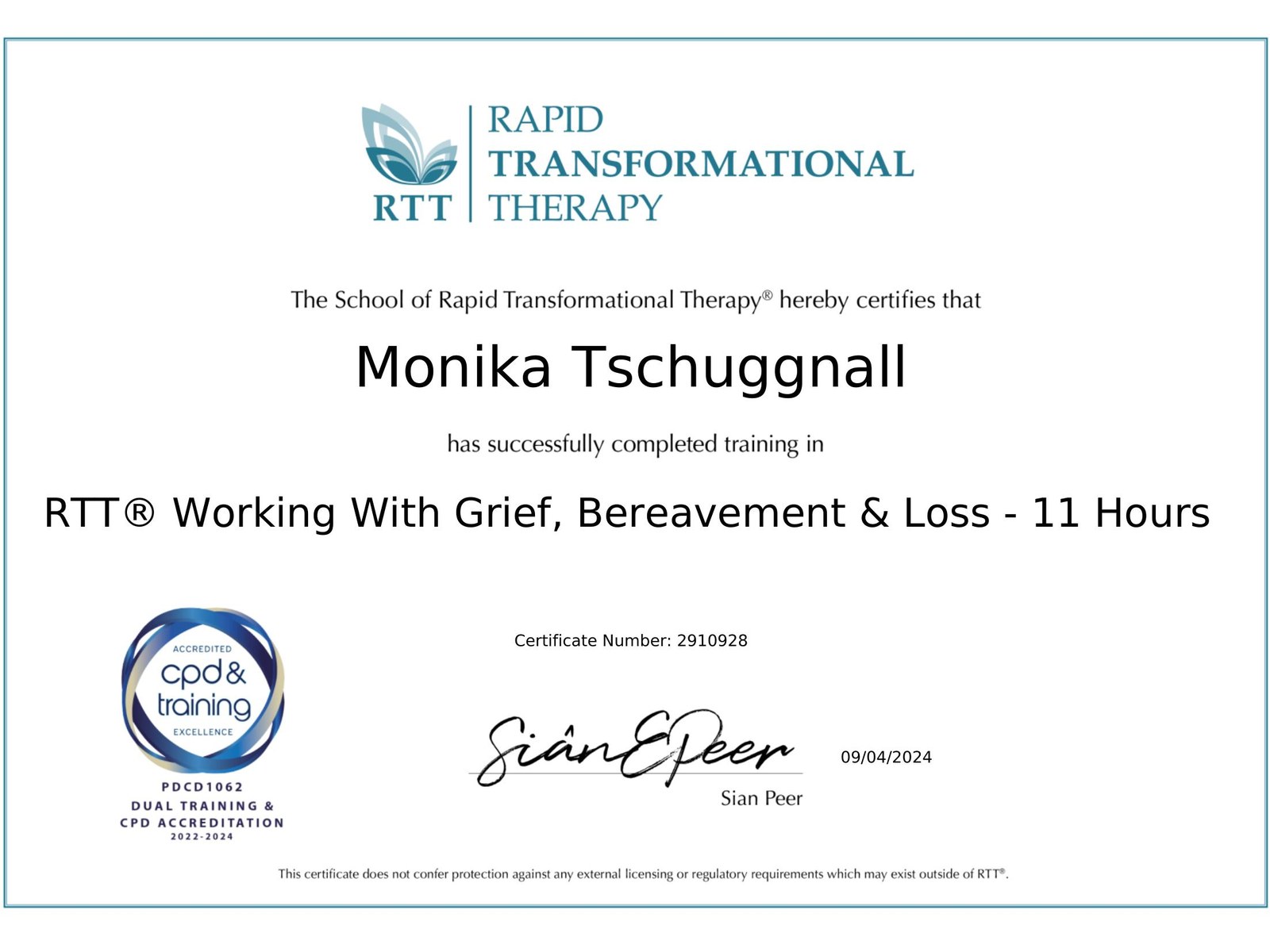 RTT® Advanced — Grief, Bereavement & Loss — RTT® School